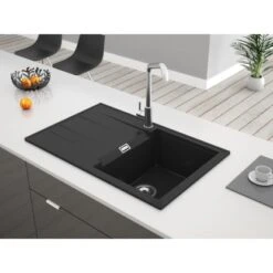 Einbauspüle Granitverbundwerkstoff Schwarz -Wenko Store 007872000974 AB01 110121 L