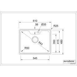 Eurodomo Einbauspüle Bell 61 Cm Edelstahl Glatt -Wenko Store 010550550 bell 60 skizze 5