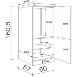 Flex-Well Exclusiv Demi-Geräteumbauschrank Capri 60 Cm Schwarz Matt-Endgrain Oak -Wenko Store 094 4051 VM DGIT60 APL28mm