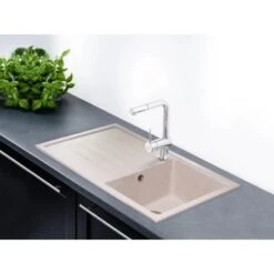 OBI Einbauspüle Quadra Basic 86 Granitverbundwerkstoff Beige -Wenko Store 136434 picture 1 1