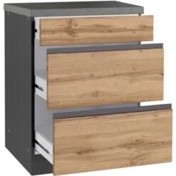 Held Möbel Küchenunterschrank Turin 60 Cm Mit Auszügen Wotaneiche/Graphit -Wenko Store 189404 11016600 S 03