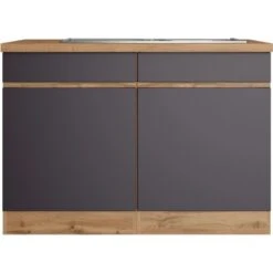 Held Möbel Spülenunterschrank Turin 120 Cm Mit 2 Türen Graphit/Wotaneiche -Wenko Store 189424 11016600 S 01