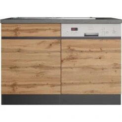 Held Möbel Spülenunterschrank Turin 120 Cm Mit GSP-Blende Wotaneiche/Graphit -Wenko Store 189425 11016600 S 01