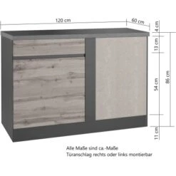 Held Möbel Küchen-Eckschrank Turin 120 Cm Graphit/Wotaneiche -Wenko Store 189469 11016600 VM 08