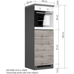 Held Möbel Kühlschrank/Ofenumbauschrank Turin 60 Cm Wotaneiche/Graphit -Wenko Store 189522 11016600 VM 07