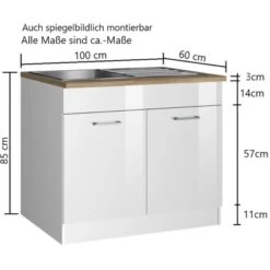 Held Möbel Spülenunterschrank Mailand 100 Cm Hochglanz Weiß/Weiß 13 Held Möbel Spülenunterschrank Mailand 100 Cm Hochglanz Weiß/Weiß -Wenko Store 189969 11016600 VM 03