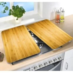 Wenko Herdabdeckplatten Universal Holz-Optik 2er Set Braun -Wenko Store 4008838228302 1068 03