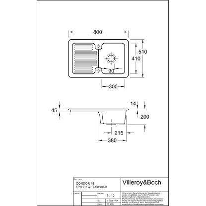 Villeroy & Boch Einbauspüle Condor 45 Ablaufg. Keramik Graphite CeramicPlus 4 Villeroy & Boch Einbauspüle Condor 45 Ablaufg. Keramik Graphite CeramicPlus – Bild 2