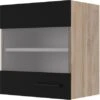 Flex-Well Exclusiv Glas-Oberschrank Capri 50 Cm Schwarz Matt-Endgrain Oak -Wenko Store 4047584070377 4051 S 02