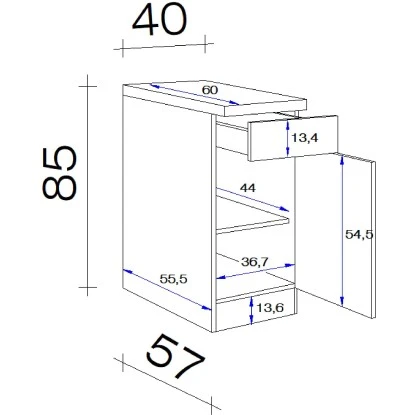 Flex-Well Exclusiv Unterschrank Vintea 40 Cm Magnolie Matt - Lancelot Oak 4 Flex-Well Exclusiv Unterschrank Vintea 40 Cm Magnolie Matt - Lancelot Oak – Bild 2