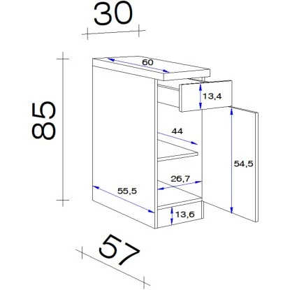 Flex-Well Classic Unterschrank Florida 30 Cm Weiß-Sonoma Eiche 4 Flex-Well Classic Unterschrank Florida 30 Cm Weiß-Sonoma Eiche – Bild 2