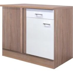 Flex-Well Classic Eck-Unterschrank Florida 110 X 60 Cm Weiß-Sonoma Eiche