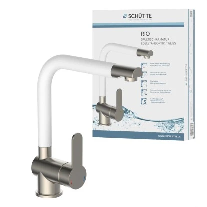 Schütte Küchenarmatur Rio Edelstahloptik-Weiß 3 Schütte Küchenarmatur Rio Edelstahloptik-Weiß