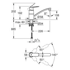 Grohe Einhand-Spültischbatterie Eurosmart Cosmopolitan Für Vor-Fenster-Montage 5 Grohe Einhand-Spültischbatterie Eurosmart Cosmopolitan Für Vor-Fenster-Montage -Wenko Store 518836 4520 100028624