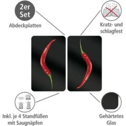 Wenko Herdabdeckplatten Universal Hot Peperoni 2er-Set Mehrfarbig -Wenko Store 580693 1068 02