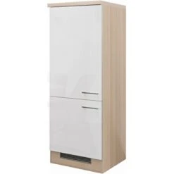 Flex-Well Exclusiv Demi-Geräteumbauschrank Abaco 60 Cm Perlmutt Glänzend-Akazie