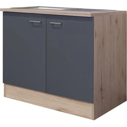 Flex-Well Exclusiv Spülenunterschrank Morena 100 Cm Basaltgrau Matt - San Remo 3 Flex-Well Exclusiv Spülenunterschrank Morena 100 Cm Basaltgrau Matt - San Remo
