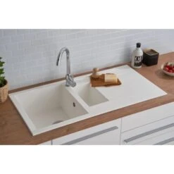 Respekta Einbauspüle Mineralite Houston 100 Cm X 50 Cm Weiß -Wenko Store 793 4384 HOUSTON100X50W 13