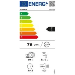 Respekta Einbaugeschirrspüler GSP45VV 45 Cm Schwarz Vollintegriert 14 Respekta Einbaugeschirrspüler GSP45VV 45 Cm Schwarz Vollintegriert -Wenko Store 818909 4384 Energielabel
