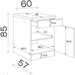 Flex-Well Exclusiv Unterschrank Capri 60 Cm Schwarz Matt-Endgrain Oak -Wenko Store 84070278 4051 VM US60 28mm