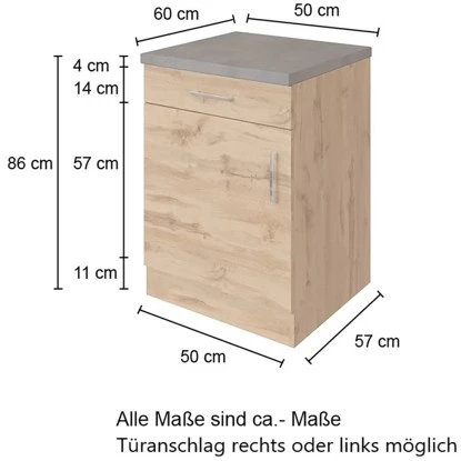 Held Möbel Unterschrank Sorrento 50 X 85 X 60 Cm Tür Schubk. + EL-Boden Wotanei. 6 Held Möbel Unterschrank Sorrento 50 X 85 X 60 Cm Tür Schubk. + EL-Boden Wotanei. – Bild 4