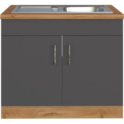 Held Möbel Spülenschrank Sorrento B100 X H85 X T60 Cm 2Türen Anthraz.-Wotaneiche 3 Held Möbel Spülenschrank Sorrento B100 X H85 X T60 Cm 2Türen Anthraz.-Wotaneiche