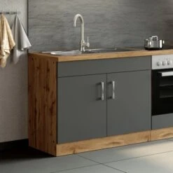 Held Möbel Spülenschrank Sorrento B100 X H85 X T60 Cm 2Türen Anthraz.-Wotaneiche 30 Held Möbel Spülenschrank Sorrento B100 X H85 X T60 Cm 2Türen Anthraz.-Wotaneiche -Wenko Store 853807 11016600 13