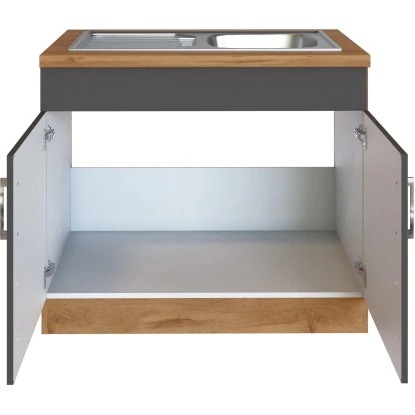 Held Möbel Spülenschrank Sorrento B100 X H85 X T60 Cm 2Türen Anthraz.-Wotaneiche 5 Held Möbel Spülenschrank Sorrento B100 X H85 X T60 Cm 2Türen Anthraz.-Wotaneiche – Bild 3