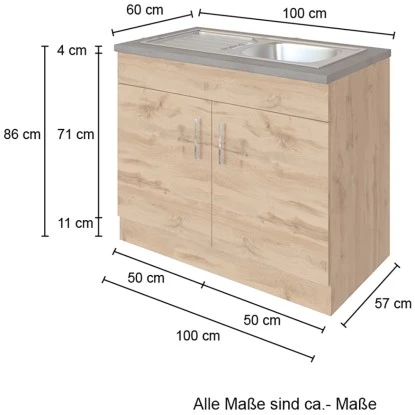 Held Möbel Spülenschrank Sorrento B100 X H85 X T60 Cm 2Türen Anthraz.-Wotaneiche 6 Held Möbel Spülenschrank Sorrento B100 X H85 X T60 Cm 2Türen Anthraz.-Wotaneiche – Bild 4