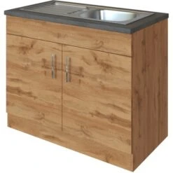 Held Möbel Spülenschrank Sorrento B100 X H85 X T60 Cm 2 Türen Wotaneiche -Wenko Store 853819 11016600 2