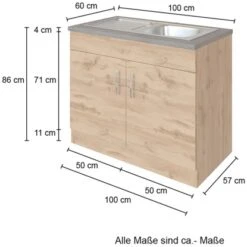 Held Möbel Spülenschrank Sorrento B100 X H85 X T60 Cm 2 Türen Wotaneiche -Wenko Store 853819 11016600 4
