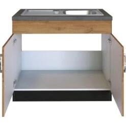 Held Möbel Spülenschrank Sorrento B100 X H85 X T60 Cm 2 Türen Wotaneiche-Grafit -Wenko Store 853821 11016600 3