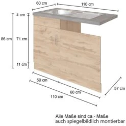Held Möbel Spülzentrum Sorrento 110 X 85 X 60 Cm Tür Blende Sockel Anth.-W.eiche -Wenko Store 853829 11016600 4