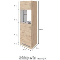 Held Möbel Ofen-Kühlschrankumbau Sorrento B60 X H200 X T60 Cm Weiß-Wotaneiche -Wenko Store 853869 11016600 4